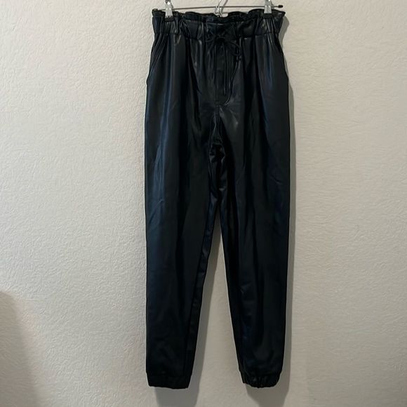 ABERCROMBIE & FITCH Paperbag Waist Vegan Leather Joggers, Size S - Picture 2 of 9